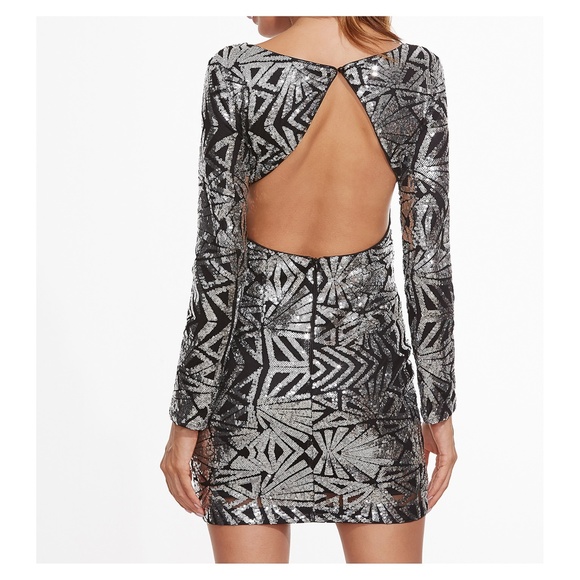 MBM Unlimited Dresses & Skirts - Silver Black Backless Sequin Bodycon Dress Small